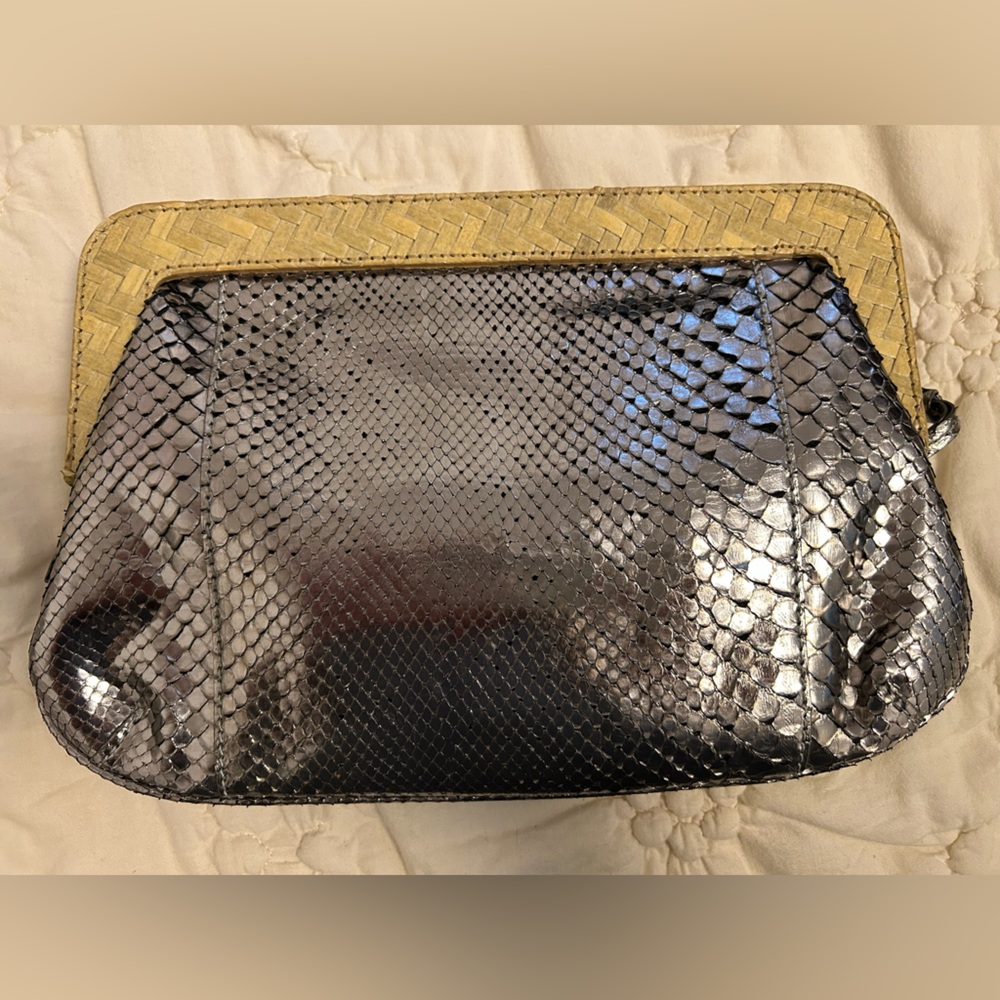 J. Crew Collection Unique Embossed Leather Clutch - image 1